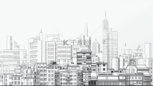 城市高楼剪影背景图片_城市建筑素描背景