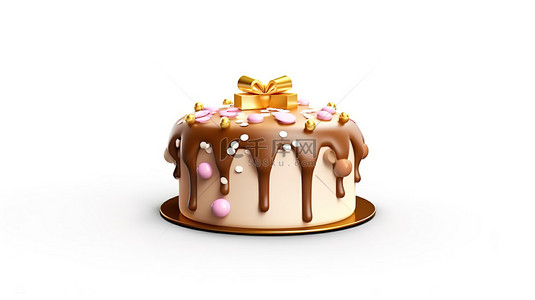 吃蛋糕背景图片_3d 蛋糕插图独立于白色背景