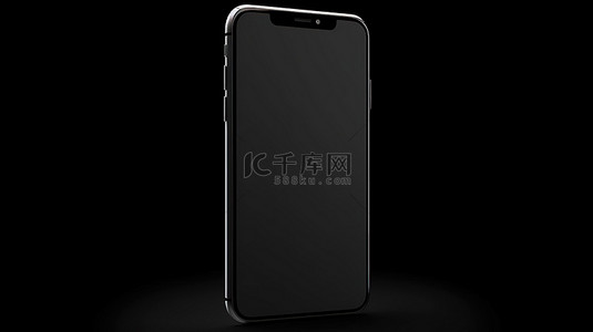 简约的黑色背景智能手机模型，没有内容 3D 渲染