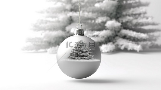 用于树 3d 渲染的孤立白色圣诞球模型