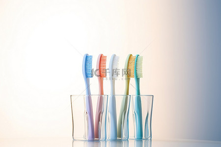 健康卫生背景图片_从花瓶中取出几把彩色牙刷