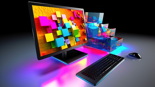 2022年9月份电脑壁纸背景图片_计算机图形设计的 3D 渲染概念