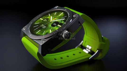 手表手表背景图片_绿色智能手表的 3d 模型