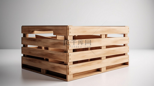 木箱背景背景图片_白色背景 3D 渲染中的木箱