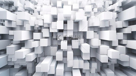 圆滑而精致的白色和灰色方形图案背景的 3d 渲染