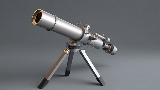 望远镜观察背景图片_时尚的望远镜在灰色背景 3D 渲染上投射长阴影反射