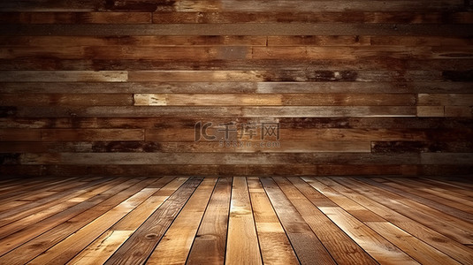 家居飾品背景图片_用于产品植入的质朴木质背景 3D 渲染垃圾墙壁和地板纹理表面