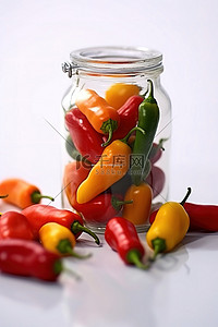 玻璃罐里的彩色辣椒