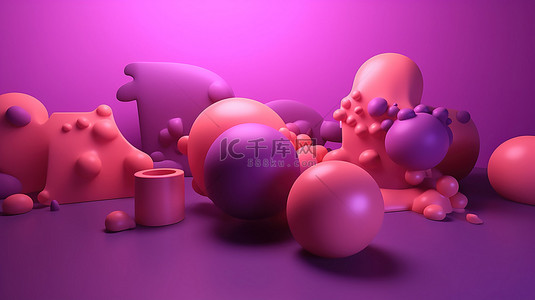 平板消息通知背景图片_粉红色背景上紫色和橙色的简约 3d 聊天气泡是社交媒体消息传递 3d 插图的创意表示