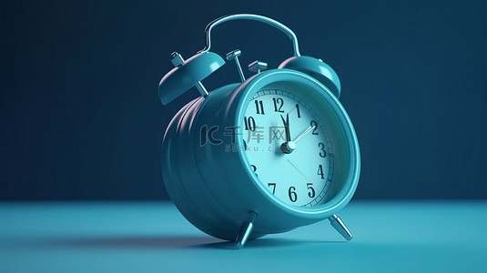 手表背景背景图片_在蓝色背景上呈现的 3d 闹钟