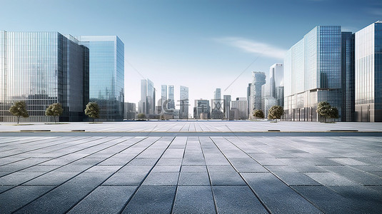 在开阔的空地上对现代建筑进行逼真的 3D 渲染