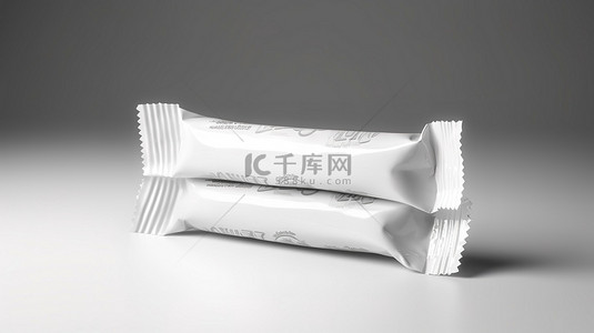 巧克力曲奇包装背景图片_用于扩展糖果包装小吃店包装的 3d 白色聚乙烯包装