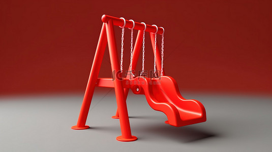 儿幼儿园背景图片_供游乐场使用的红色单色儿童椅的单色等距渲染