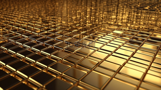 令人惊叹的 3D 渲染中的金色网格背景