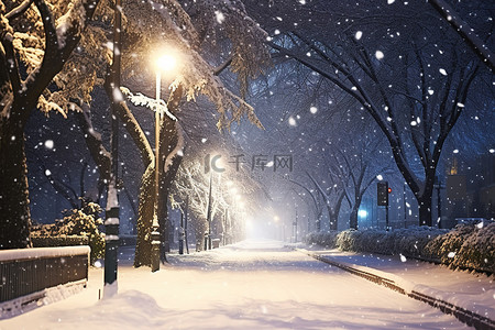 冬天雪景和人背景图片_街道被雪覆盖，没有雪和树木