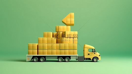 商城上了背景图片_箭头和卡车插图描绘了带有复制空间的交付量的增加