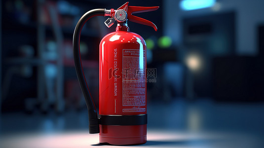 消防安全火焰背景图片_三维红色灭火器渲染