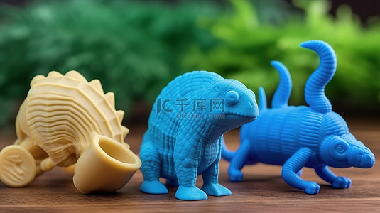 使用 3D 打印机打印儿童大象蜥蜴和蜗牛的 3D 玩具