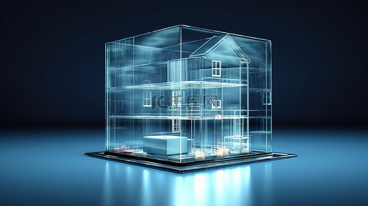 卡通城市住宅背景图片_玻璃笼中的住宅围墙 3D 渲染概念