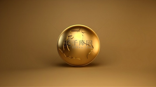 哑光金背景图片_哑光金盘中的欧洲地球图标社交媒体上金球的 3D 渲染符号