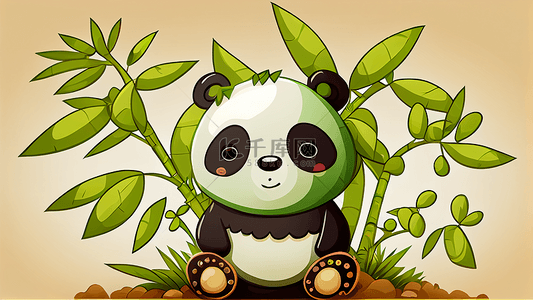 竹叶可爱熊猫背景