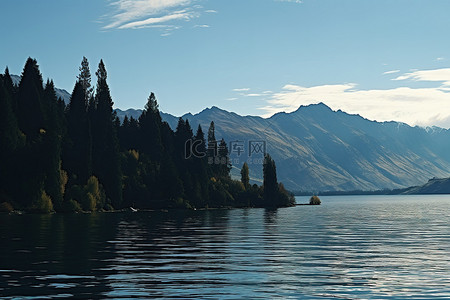高山户外背景图片_一个高山湖泊，里面漂浮着树木