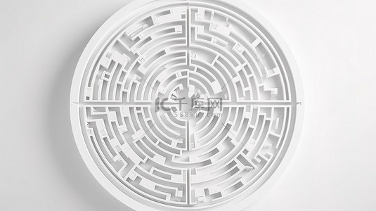 道路迷宫背景图片_白色背景上 3d 渲染的圆形迷宫顶视图