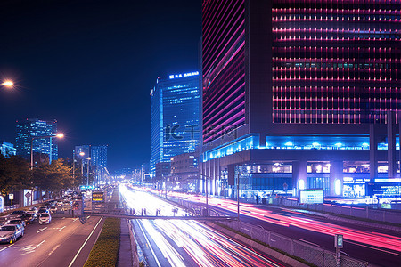 城市交通夜景背景图片_夜间黑暗的城市交通