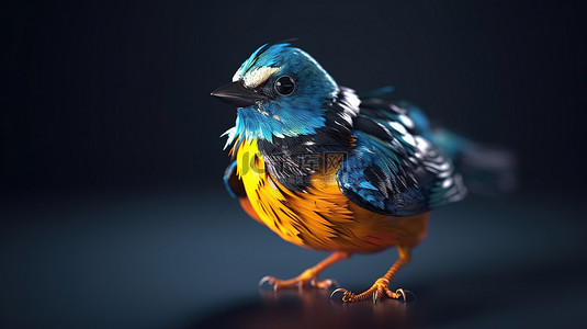 象征爱情的鸟背景图片_3D 渲染的鸟模型令人惊叹的插图