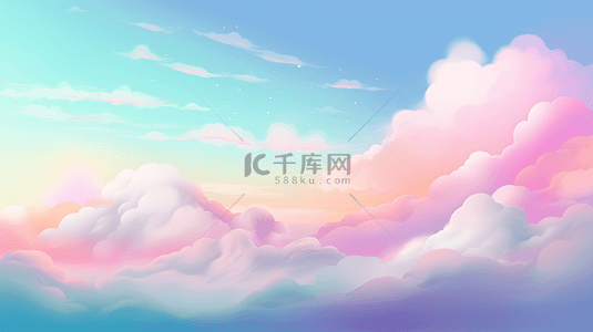 彩色云朵天空背景创意插图