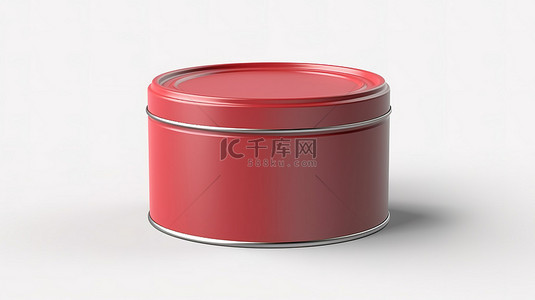 3D 渲染金属锡罐，带盖，用于白色背景隔离的花生或咖啡包装