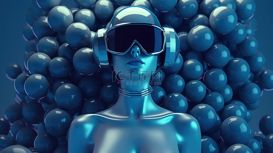 虚拟现实增强 3D 女性半身像与球形环境