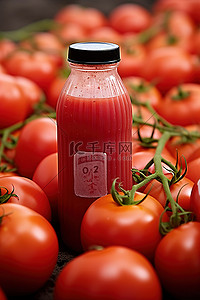 果汁标签背景图片_西红柿坐在地上，标签上有红色果汁