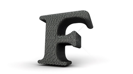 f4背景图片_3d 渲染黑色碳纤维字体，白色背景上带有碳线纹理大写字母 f