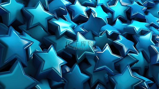 马赛克图案背景图片_3d 渲染的蓝色星形图案