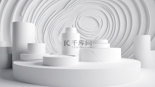 优质店铺背景图片_使用 3d 技术在抽象白色背景中呈现的高级讲台