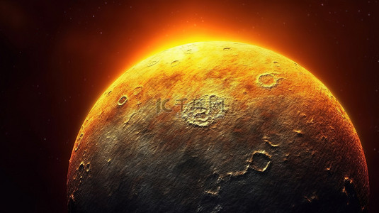 拥抱天空背景图片_奇妙的水星，一颗炽热的行星，在太阳的炽热拥抱中 3d 渲染