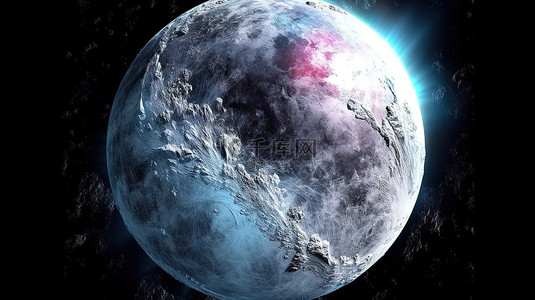 世外桃源图片背景图片_浩瀚宇宙中令人惊叹的 3D 白色行星，具有寒冷的冰冷外观