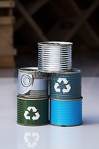 红果罐头背景图片_带有重复使用或回收标志的罐头