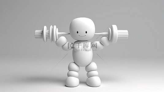 肌肉卡通人物背景图片_用 3d 白色人物说明的健身