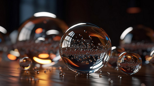 水圈透明背景图片_3d 渲染背景中的各种透明球体和玻璃泡
