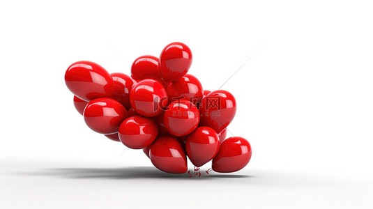 排版装饰设计背景图片_红色气球婴儿词在 3d 隔离在白色背景