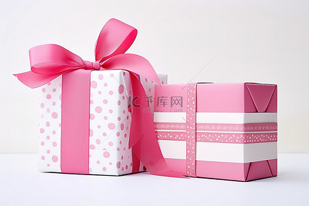 粉色圈背景图片_一个粉色盒子，里面有两条粉色礼品纸丝带
