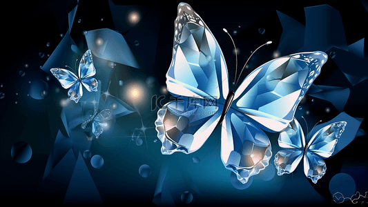 透明蝴蝶翅膀背景图片_蝴蝶水晶透明发光背景