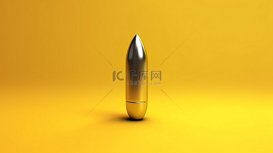 子弹背景图片_3D 渲染的子弹在充满活力的黄色背景下