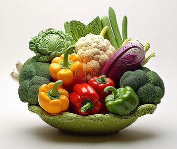 碗里的蔬菜背景图片_碗里的一组蔬菜，里面有很多蔬菜
