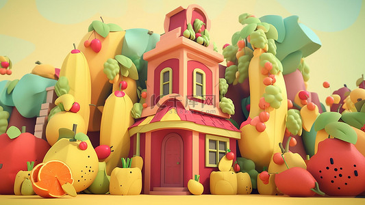 黄色风车背景图片_食物新鲜水果卡通