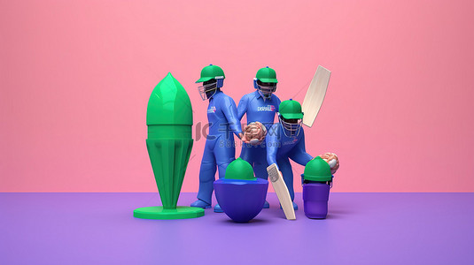 体育比赛背景板背景图片_纳米比亚 vs 爱尔兰 3d 板球队在紫色背景下与锦标赛装备竞争