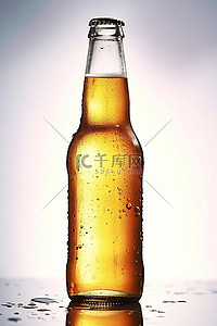 浅色泼墨古风背景图片_浅色背景上的啤酒瓶