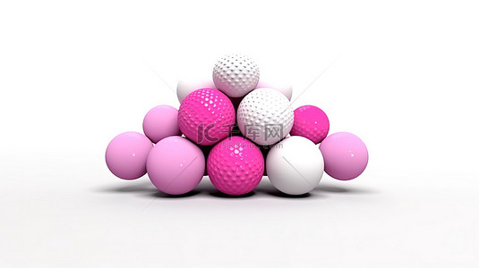 新年插畫背景图片_白色 3D 背景中运动的各种粉红色球